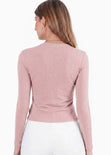 Blusa manga larga con hueco y entorchado en frente - GLAM.ROSA