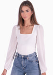 Blusa manga larga con mangas en transparencia para mujer - Flashy