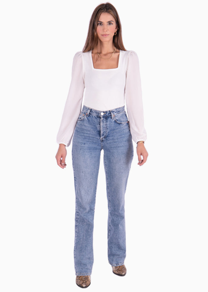 Blusa manga larga con mangas en transparencia para mujer - Flashy