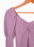 Blusa manga larga con recogido en escote color lila, morado para mujer - Flashy