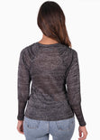 Blusa manga larga con recogido en hombros color negro para mujer - Flashy