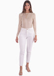 Blusa manga larga con recogido en hombros color rosado para mujer - Flashy