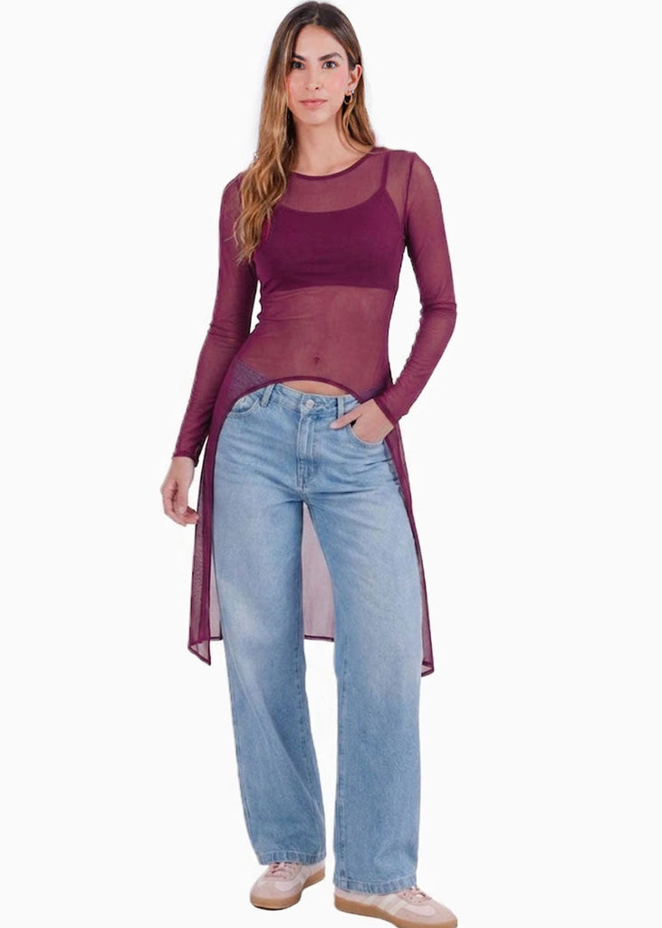 Blusa manga larga con top interno y cola  - ATACAMA