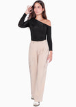 Blusa manga larga con un hombro descubierto color negro para mujer - Flashy