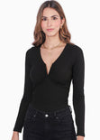 Blusa manga larga con varilla en escote profundo - ASPEN