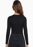 Blusa manga larga con varilla en escote profundo - ASPEN