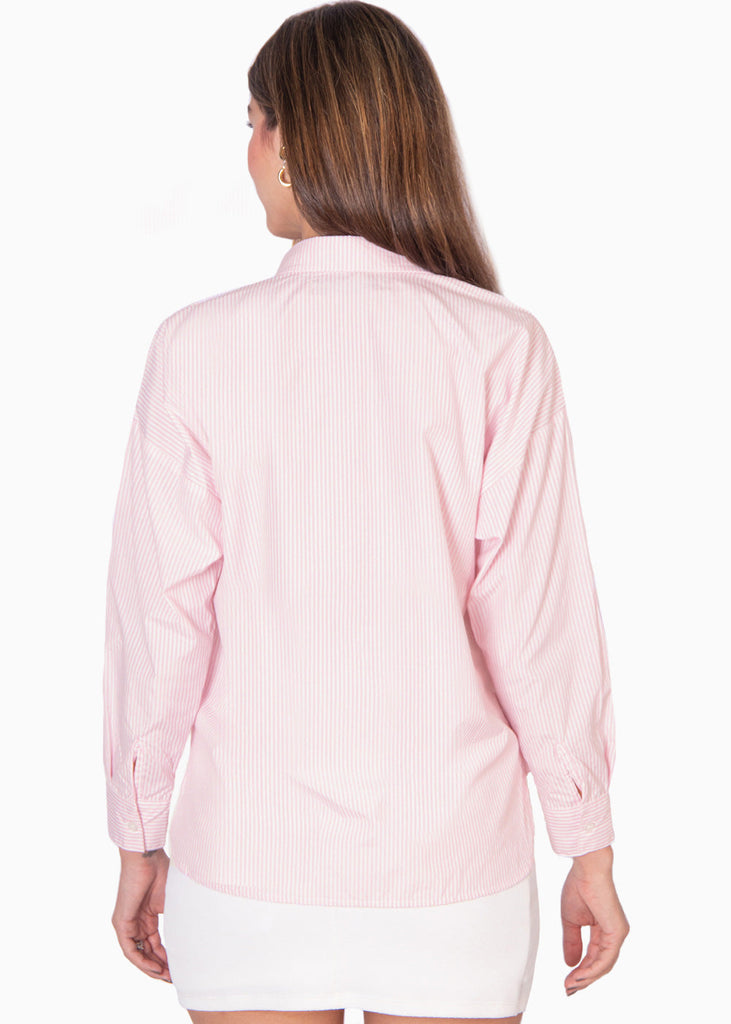 Blusa manga larga de botones color rosado para mujer - Flashy