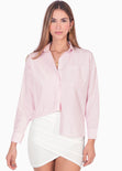 Blusa manga larga de botones color rosado para mujer - Flashy