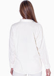 Blusa manga larga de botones y con bordado color marfil para mujer - Flashy