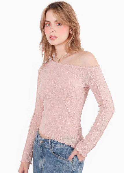 Blusa manga larga en tela de encaje - GRANADA