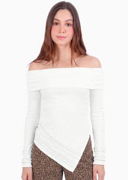 Blusa manga larga offshoulder asimétrica - VALERA
