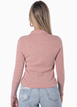 Blusa manga larga tipo polo color rosado para mujer - Flashy