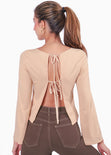 Blusa con anudados en espalda color beige para mujer - Flashy