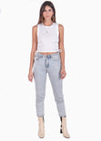 Blusa manga sisa con anudados en costados color blanco para mujer - Flashy