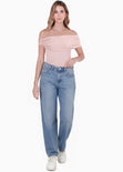 Blusa off shoulder con recogido y hebilla - LYON