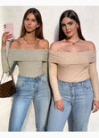 Blusa off shoulder manga larga para mujer - Flashy