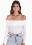Blusa off shoulder manga larga color blanco para mujer - Flashy