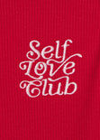 Blusa sin mangas con cuello halter y bordado "Self love club" color rojo para mujer - Flashy
