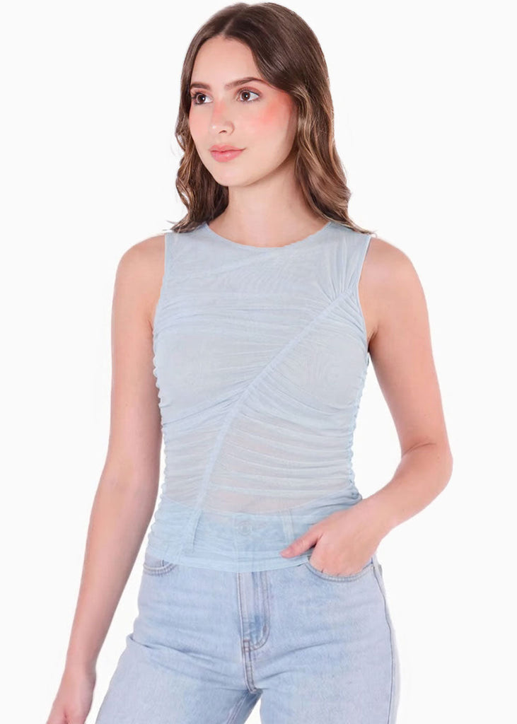 Blusa sin mangas con recogido en el frente - CORONADO