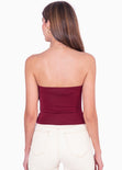Blusa strapless con boleros color vino para mujer - Flashy