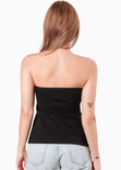 Blusa strapless con botones color negro para mujer - Flashy