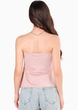 Blusa strapless con botones color rosado para mujer - Flashy