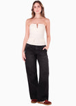 Blusa strapless con escote en v color blanco, marfil para mujer - Flashy