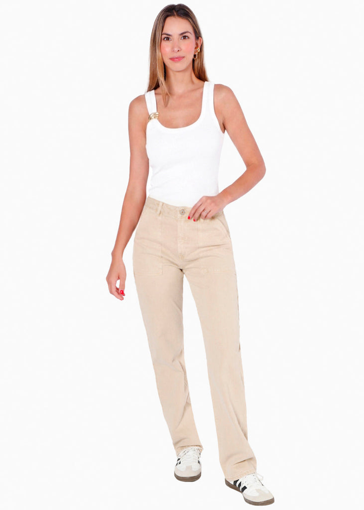 Blusa tank top en contraste con argolla de color marfil - VERAPAZ