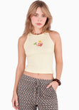 Blusa tanktop bordada de color amarillo - COPACABANA