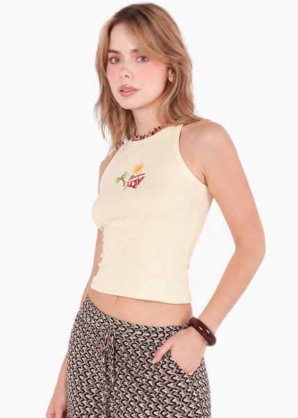 Blusa tanktop bordada de color amarillo - COPACABANA