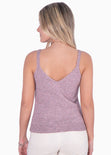 Blusa tejida de tiras con escote en v color lila para mujer - Flashy