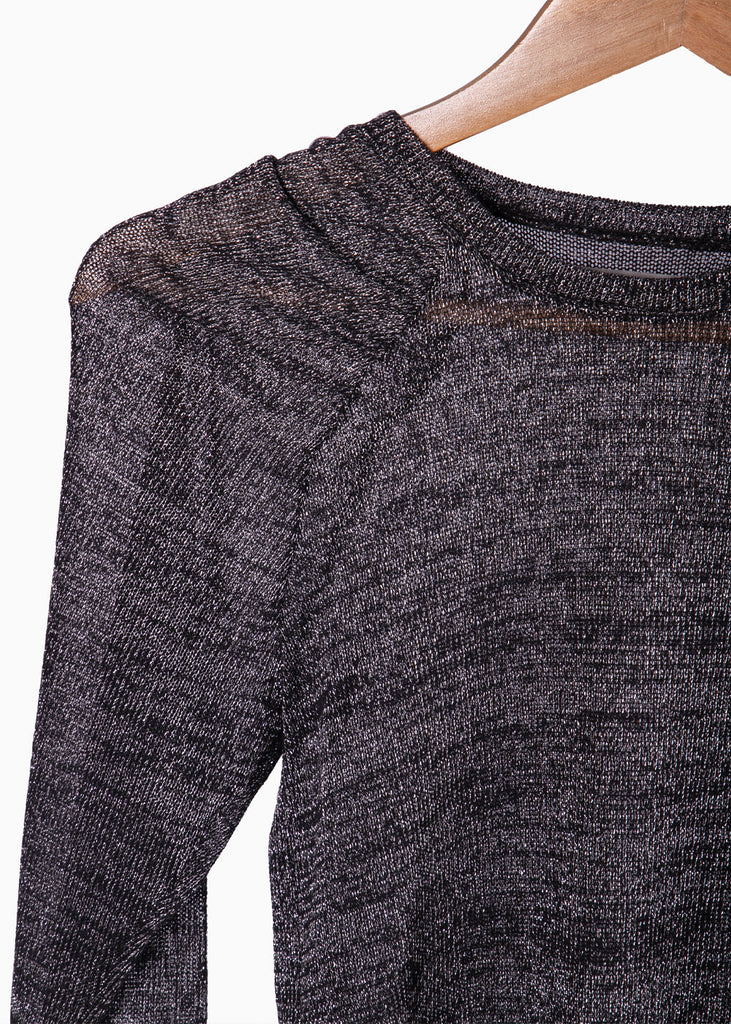 Blusa manga larga con recogido en hombros color negro para mujer - Flashy