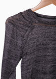 Blusa manga larga con recogido en hombros color negro para mujer - Flashy