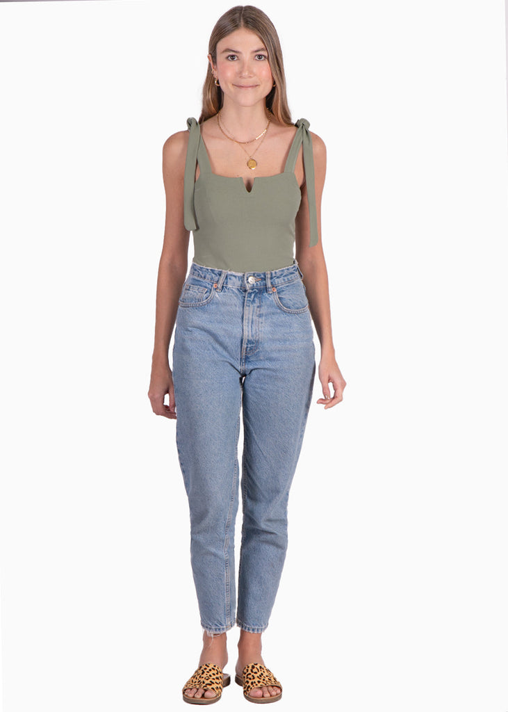 Body con anudados en tiras color verde para mujer - Flashy