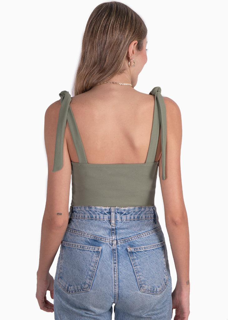 Body con anudados en tiras color verde para mujer - Flashy