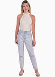 Body con cuello halter y espalda descubierta color blanco, marfil para mujer - Flashy