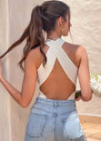 Body con cuello halter y espalda descubierta color blanco, marfil para mujer - Flashy