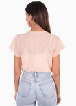 Body con escote cruzado en tela transparente color rosado para mujer - Flashy
