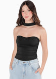Body con escote de corazon y choker - SANDIA.NEGRO
