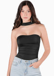 Body con escote de corazon y choker - SANDIA.NEGRO