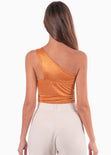 Body con escote de un solo hombro color naranja para mujer - Flashy