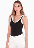 Body con sesgos en contraste color negro para mujer - Flashy