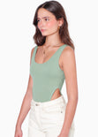 Body costillero sin mangas color verde para mujer - Flashy