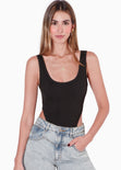 Body costillero sin mangas color negro para mujer - Flashy