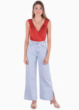 Body de tiras con drapeado en escote y espalda color terracota para mujer - Flashy