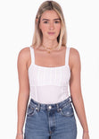 Body de tiras con escote cuadrado color blanco, marfil para mujer - Flashy