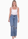 Body de tiras con escote cuadrado color blanco, marfil para mujer - Flashy
