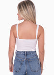 Body de tiras con escote cuadrado color blanco, marfil para mujer - Flashy