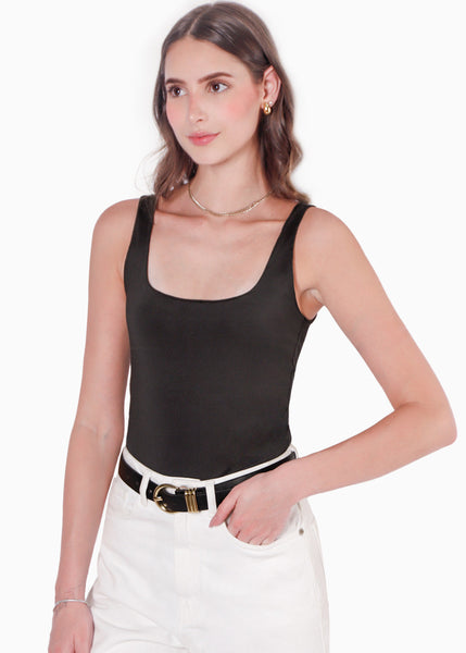 Body de tiras con escote cuadrado color negro para mujer - Flashy
