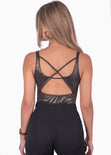 Body de tiras con escote cuadrado y abertura en espalda color negro para mujer - Flashy